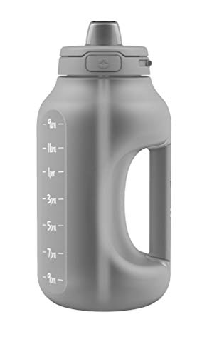 Ello Hydra Half Gallon Jug with Time Marker & Handle for All Day Hydration &Silicone Straw with Locking, Leak-Proof Lid, 64 oz, Gray…