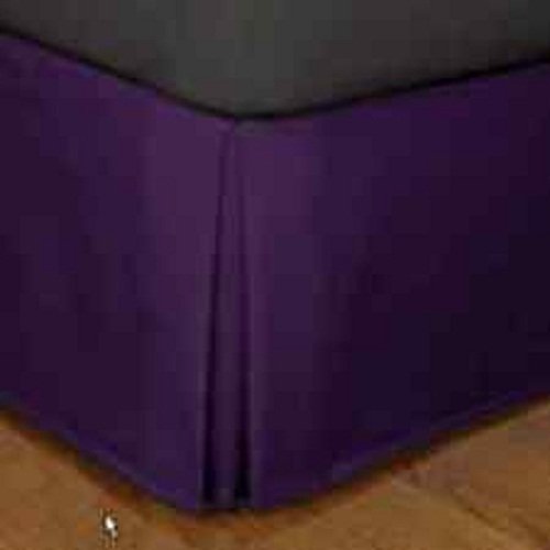 Beautiful Lenin 22 Inch Fall Bed Skirt 100% Egyptian Cotton 400 TC Solid Pattern Colors (Queen, Purple)