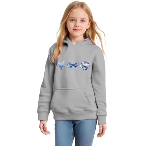 男の子と女の子の大きいサイズのフード付き長袖カジュアルルーズスタイルオーシャンテーマクラプルオーバー。3?14歳に適しています。267