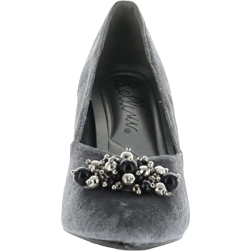 Bellini May Women's Velvet Memory Foam Pearl Embellished 3 Inch Dress Pump3