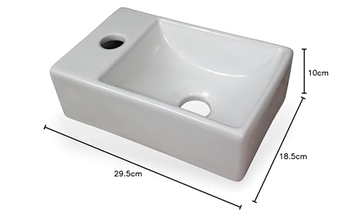 Umywalka WC dla gości 29,5 x 18,5 cm umywalka wisząca umywalka nablatowa ceramiczna biała