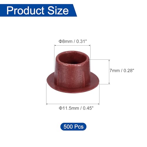 Image of uxcell 500Pcs Screw Hole Plugs, 8mm(5 /16 inch) Dia Plastic Round Button Plugs Snap in Locking Hole Covers Flush Type Caps for Furniture Cabinet, Red Brown