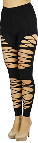 Image of ToBeInStyle Women's Slashed Ripped Shredded Distressed Hosiery Tights Leggings Music Festival