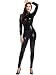 Amour- Catsuit Women Bodysuit Zip up Clubwear Stripper (Regular Size, black)