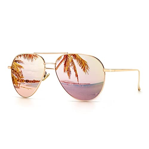 SUNGAIT Women's Lightweight Oversized Aviator Sunglasses - Mirrored Polarized Lens Classic...