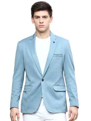 Image of SHOWOFFFF Men Solid Single Breasted Party Blazer | Notched Lapel Full Sleeves Cotton Blazer's for Mens | Slim Fit Regular Length Blazers for Men's