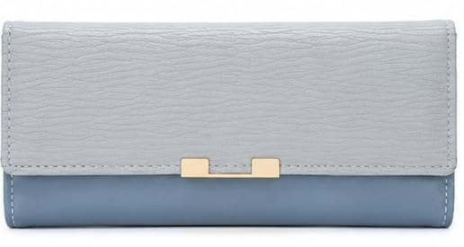 Light Blue Two-Tone Flap Wallet with Gold-Tone Accent-picture-49