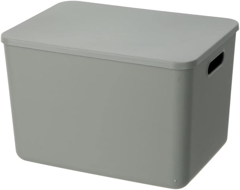 YBM HOME Stackable Plastic Storage Bin with Lid, Multipurpose for Classroom, Drawers, Desktop, Office, Playroom, Shelves, Closets, Grey, 2149-1