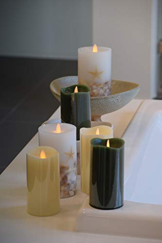 Gift Package 2 Pieces Sage Green Flameless Candles (D 3" x H 6") Flickering Flame Effect, LED Pillar Candles Battery Operated Real Wax with Timer Function and Remote - Thumbnail 5