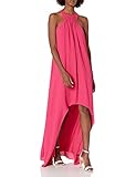 Halston Heritage Women's Sleeveless High Low Gown, Berry, Small