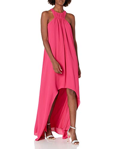 Halston Heritage Women s Sleeveless High Low Gown, Berry, Large