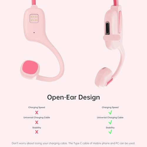 Auriculares inalámbricos para niños con diseño abierto rosa miniatura 2