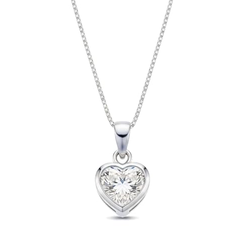 Image of Parnika 925 Sterling Silver Heart Solitaire Zircon Pendant for Women and Girls | Gift for Women n Girls | With Certificate of Authenticity | Pendant Only | Locket|