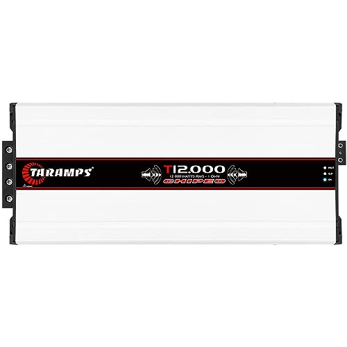 Taramps T 12.000 Chipeo 1 Ohm 12000 Watts Rms 12.6 Volts, Peak Power 13300 Watts Rms Monoblock Car Audio Amplifier RCA Input Gain Control Smart Cooler