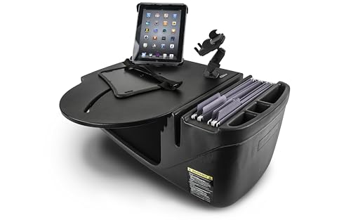 Image of AutoExec AE-RMCD-PM-TAB-BT Roadmaster Car Desk for Your Vehicle Workstation and Mobile Office, Black with Phone Mount and Tablet Mount | Vehicle Workstation, Mobile Office, Phone Mount, Tablet Mount