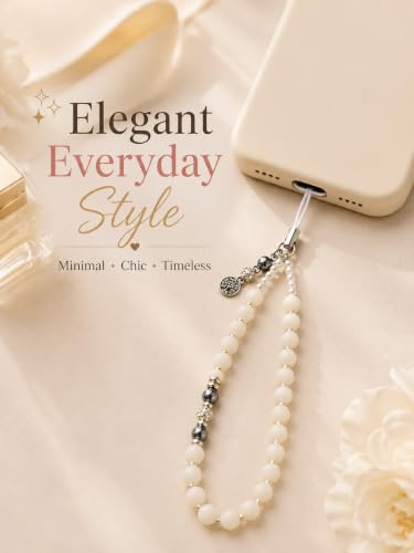 Image of Handmade Beaded Phone Charm Strap for Women & Girls | Aesthetic Mobile Charm | Pearl & Crystal Bead Wrist Strap | Cute Phone Bag Accessory | Korean Style