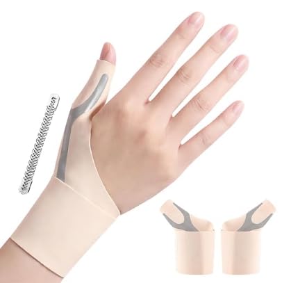 AOOWU 2Pcs Ferula Pulgar, Férula transpirable para el pulgar, Color de piel