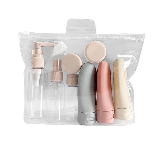 Creaher 11 Stück Reiseflaschen Set mit Tasche, Leak Proof Reiseflaschen für Toilettenartikel, Portable Travel Zubehör für Shampoo,Kosmetik,Lotion,Conditioner (Stil 1)