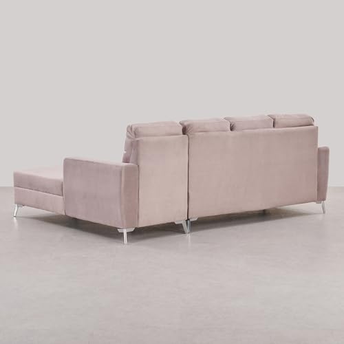 Image of Home Centre | Helios Vive | 4-Seater | with Lounge | Fabric|Solid Wood | Corner Sofa | Beige | 1 Year Warranty
