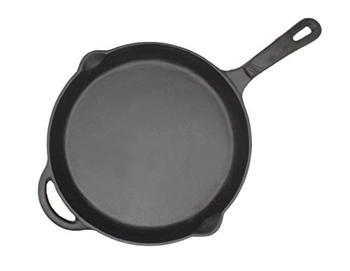 Trilonium Pre-Seasoned Cast Iron Induction Compatible Skillet | Fry Pan Diameter- 12 inches | 30 cms