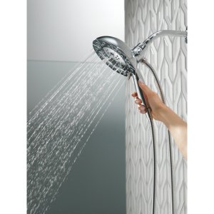 Image of Delta Faucet 5-Spray In2ition Dual Shower Head with Handheld Spray, H2Okinetic Matte Black Shower Head with Hose, Showerheads, Handheld Shower Heads, Magnetic Docking, Matte Black 58480-BL-PK