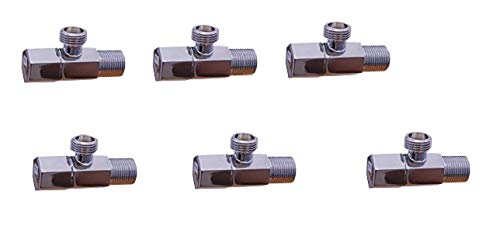 Hexagon Shaped Chrome Polished 1/2-Inch Angle Valve (Silver) Pack of 6