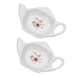 PEPLAYTAL 2 Stück Keramik Teebeutelhalter Teilig Praktische Teebeutelablage Teebeuteluntersetzer Langlebig Vielseitig für Küche Wohnzimmer Geschenkidee