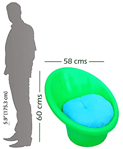 Image of Tub Chair with Complimentary Cushions Set of 2 (Plastic, Standard, Green)