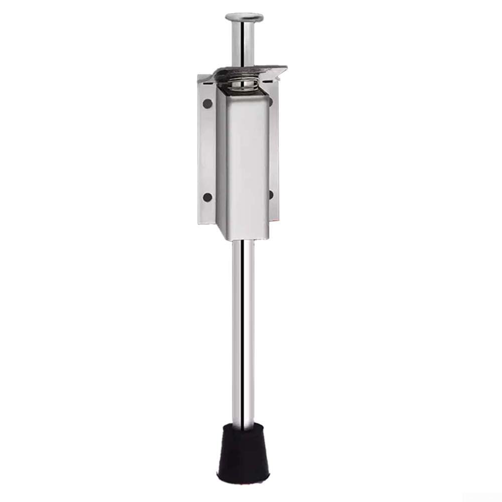 Spring Loaded Door Stop,Heavy Duty Kick Down Door Stopper with Soft Rubber Bumper Stainless Steel Door Holder Stopper (200mm)