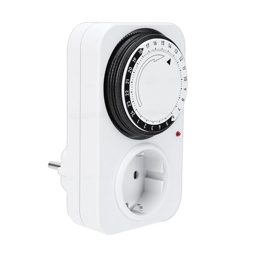 ZASCHMOY Toma de Temporizador Mecánico, Salida Doble de 24 Horas con Intervalos de 15 Minutos para Lámparas, Ventiladores, Luces Navideñas, Uso Interior para Electrodomésticos (Enchufe de la UE)