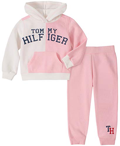 Tommy Hilfiger Girls' Toddler 2 Pieces Jog Set, Vanilla/Rose, 4T