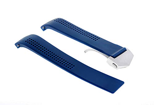 20mm Rubber Band Strap Deployment Buckle Compatible with Tag Heuer Carrera Calibre Blue