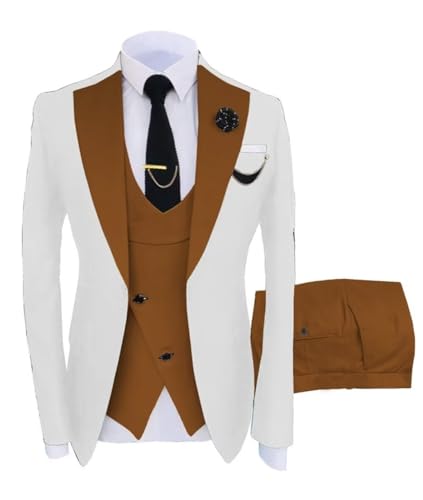 Men's Tuxedo Suits Slim Fit Casual Suit Blazer Dinner Solid One Button Wedding Prom Jackets Vest Trousers Pants Set
