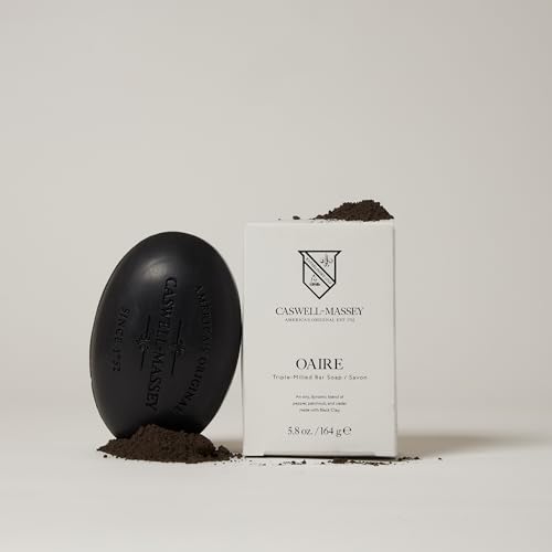 Image of Caswell-Massey OAIRE Castile Bar Soap, Black Clay Men's Body Wash, Moisturizing Natural Soap for Face, Hands & Bath, Triple-Milled with Essential Oils, Plant-Based & Cruelty-Free, Made in USA, 5.8 oz