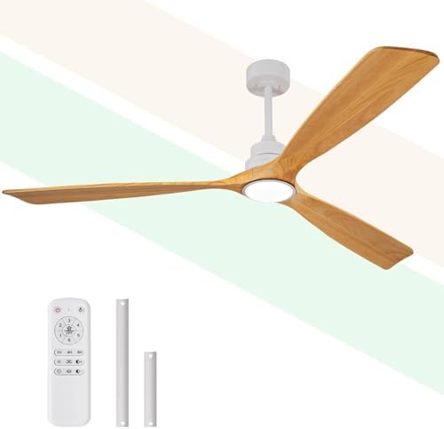 ZVL 72 Inch Solid Wood Ceiling Fans with Lights,3 Deep Walnut Blades, Modern Black Ceiling Fan with Light and Remote, 6 Speeds, Quiet DC Motor, Dimmable LED, for Indoor Bedroom,Living Room,Patio