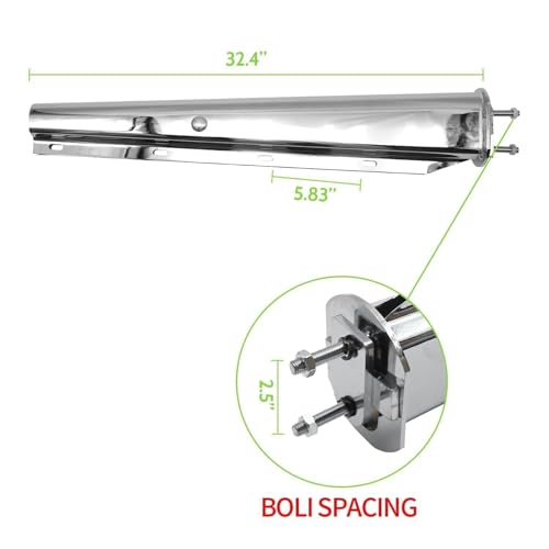 Image of Chrome Straight Spring Loaded Mud Flap Hanger Fit for Semi Trucks, 2-1 /2 inch 2.5 inch Bolt Spacing,30 inch Length with Reflective Strip Sticker, Right & Left Side, 2PCS