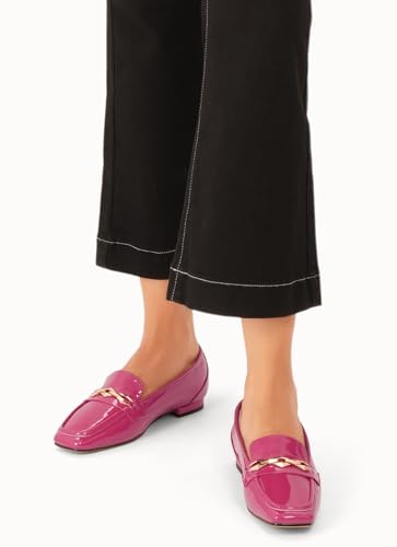 Image of Oh Mispares Womens Loafers Square Toe Low Heel Penny Loafers Fashion Comfortable Slip on Flats Casual Dressy Shoes for Women Work Office Patent Leather