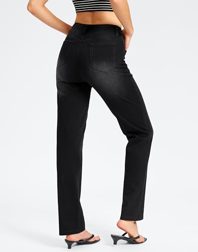 Image of Rammus Straight Leg Jeans for Women | Stretchy, Pull on, Sweatpant Jean, High Waisted, Denim Pants, Trendy, Jeggings, Bootcut, Comfortable