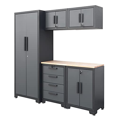 Torin 6 Piece Organizer Chest Tool Storage Cabinet, 76.8" L×18.5" W×75.79" H, Black/Grey #TOP14
