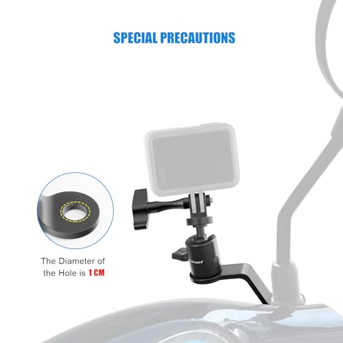 Forevercam Aluminum Motorcycle Rearview Mirror Mount 360° Roation Metal Holder Bracket Clamp Compatible for Gopro,AKASO,SJCAM,DJI WOLFANG, Insta360 Action Cameras. - Image 3