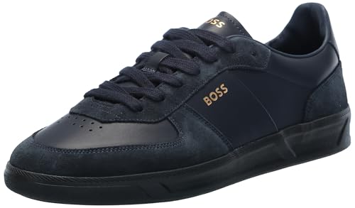 BOSS Men's Soft Leather Block Logo Low Top Sneaker