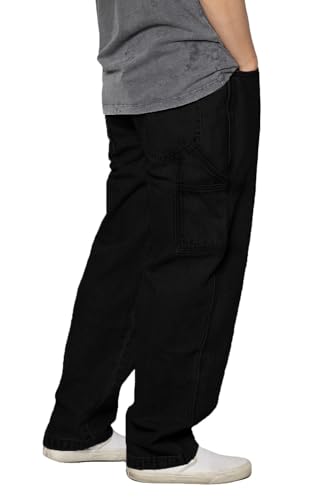 URBANJ Men's Loose Fit Carpenter Denim Jeans Baggy Work Pants3