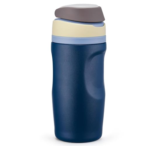 Image of Fijinhom 16 oz Insulated Water Bottle,Stainless Steel Sports Water Bottle with Straw, Double Wall Vacuum Leak Proof, Cold for 24 Hours, BPA Free for Travel, Sport, Outdoor, Dark Blue