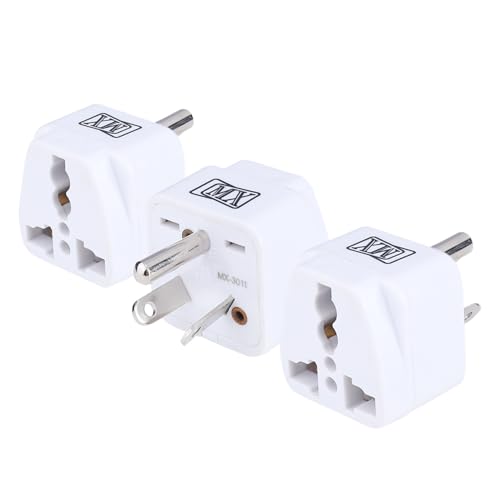Image of MX Universal 3 PIN Travel Adapter (Type H) India to Australia New Zealand Israel & More Conversion Plug for Home and Official use - White Pack of 3