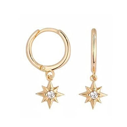Boucle d'oreille lune étoile argent sterling 925 émail goutte pour femme