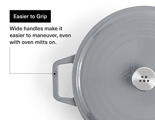 Image of Misen 5.5 QT Braiser - Enameled Cast Iron Pan for Searing, Braising & Slow Cooking - No-Chip Enamel Coating - Extra-Wide Handles - Superior Heat Retention & Even Cooking - Gray