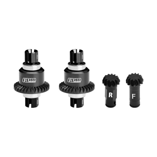 GPM 4140 Carbon Steel + Aluminio 7075 Alloy Front & Rear Differential Gear Set 12/30T for Arrma 1:18 Granite GROM / 1:14 Typhon GROM / 1:16 Mojave GROM/Quake GROM/Gorgon GROM - Negro