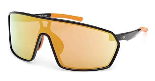 Harley-Davidson Men's Ironbond Wide Sunglasses, Black Frame/Orange Lens - Main Image