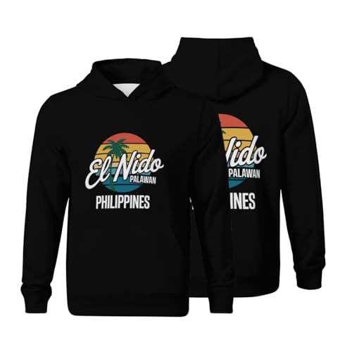 Kids El Nido Palawan Philippines Beach and Paradise Boys Girls Lightweight Kangaroo Pocket Fleece Hoodies