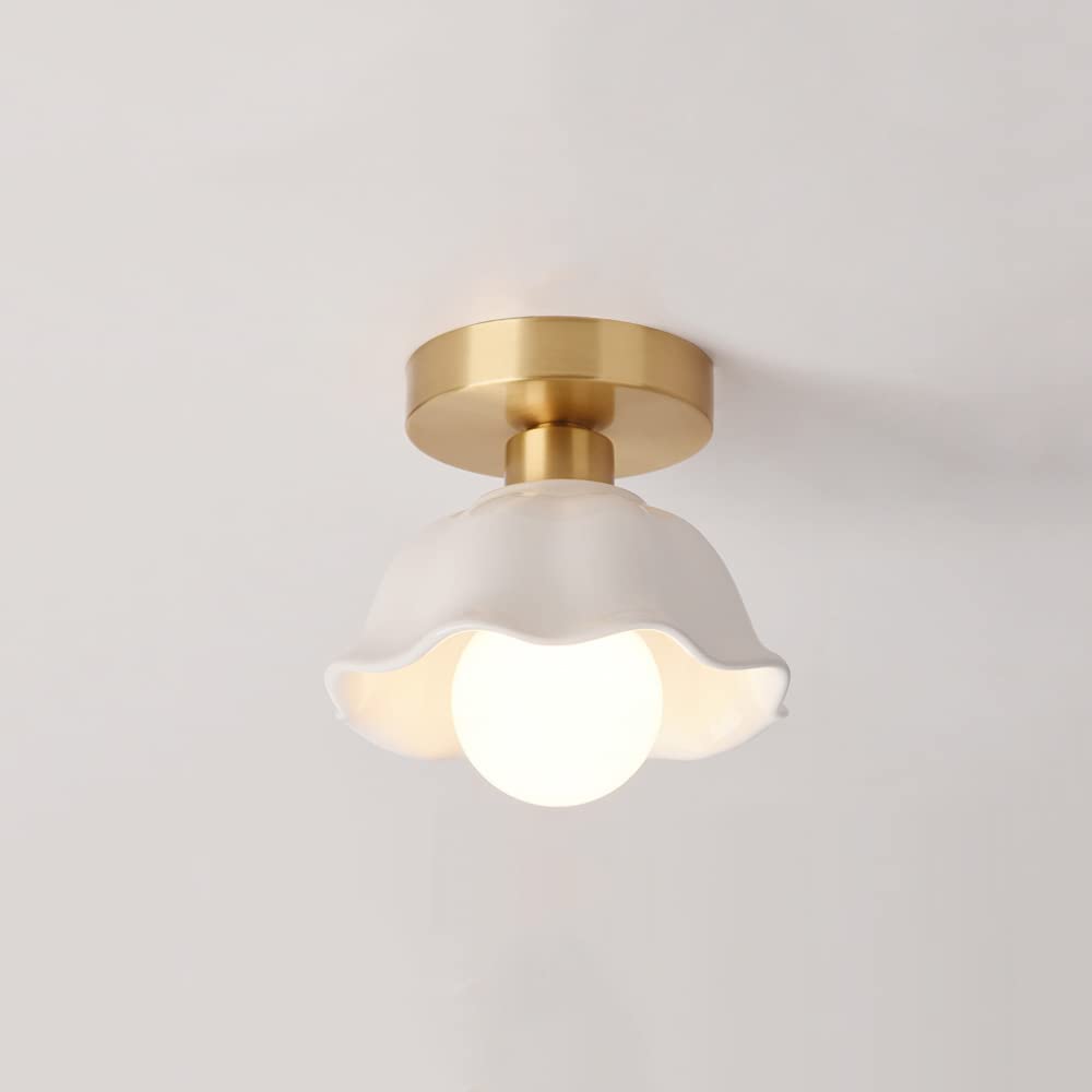 Générique Plafonnier Moderne Tout Cuivre Abat-Jour En Céramique - Éclairage Intérieur pour Chambre Salon Et Espaces Commerciaux